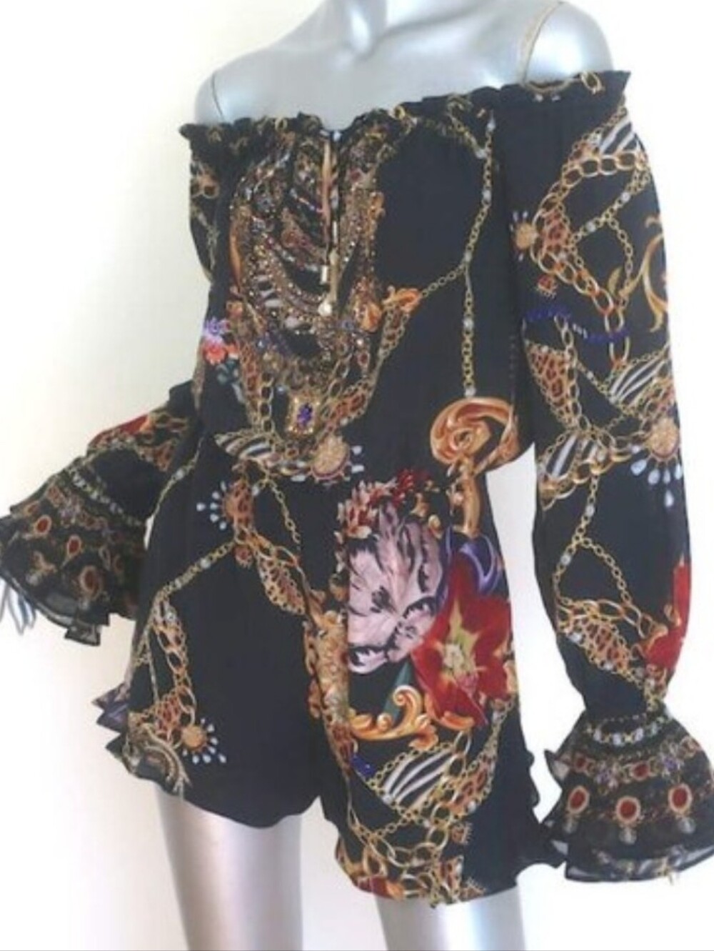 Camilla Drop Shoulder Frill Playsuit A Night In The 90's New XL But Runs Smaller - Picture 12 of 14